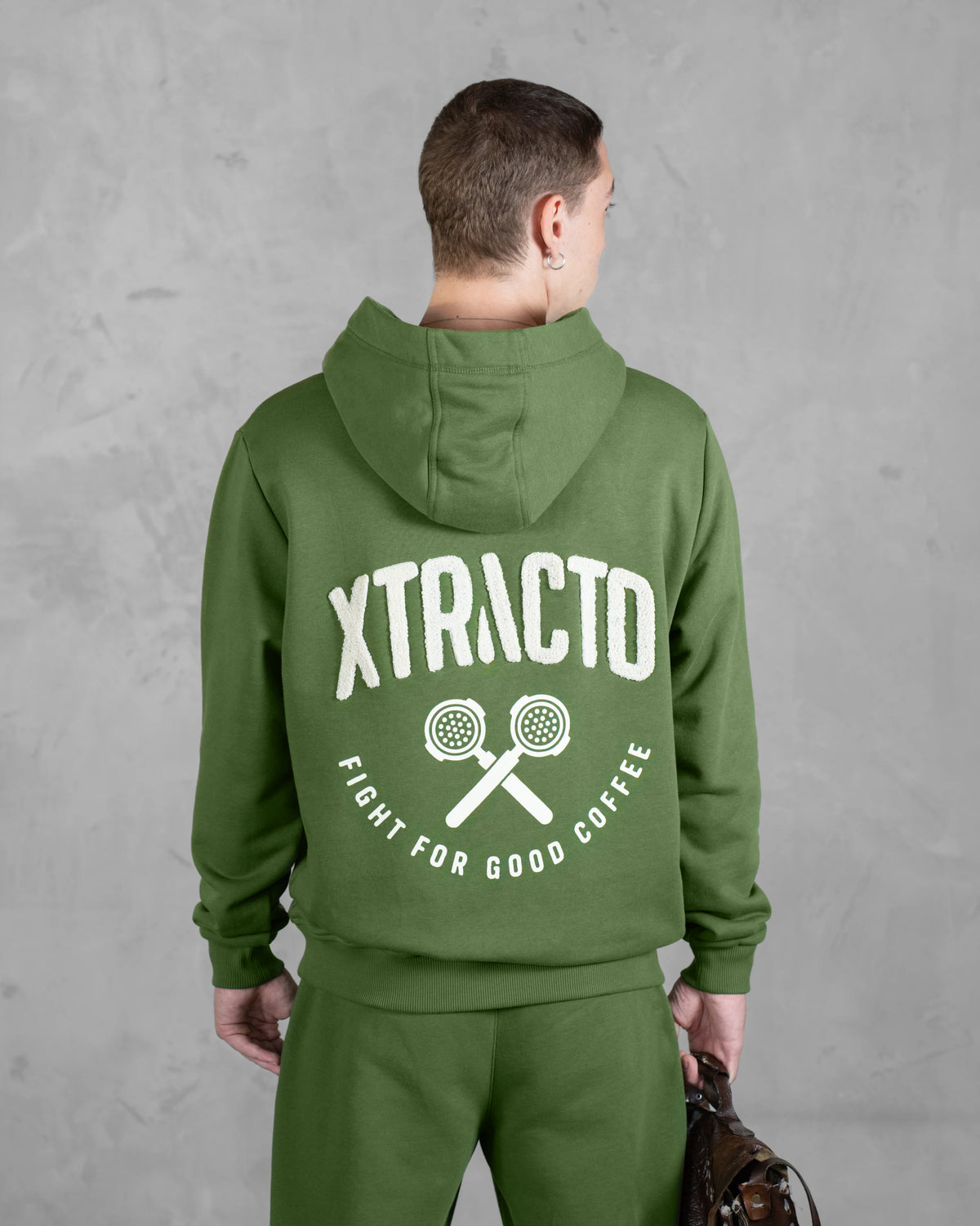 XTRACTD Hoodie 3D – Coffee Leaf – Rückenansicht mit großem Print