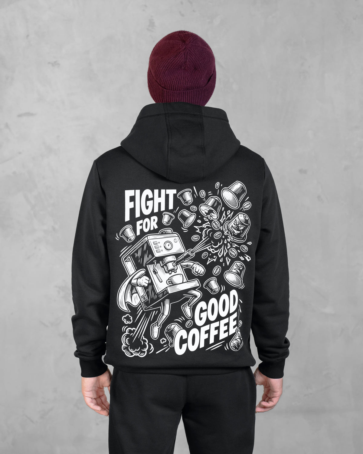 XTRACTD Hoodie Rebellion – Espresso Black – Rückenansicht mit großem Print