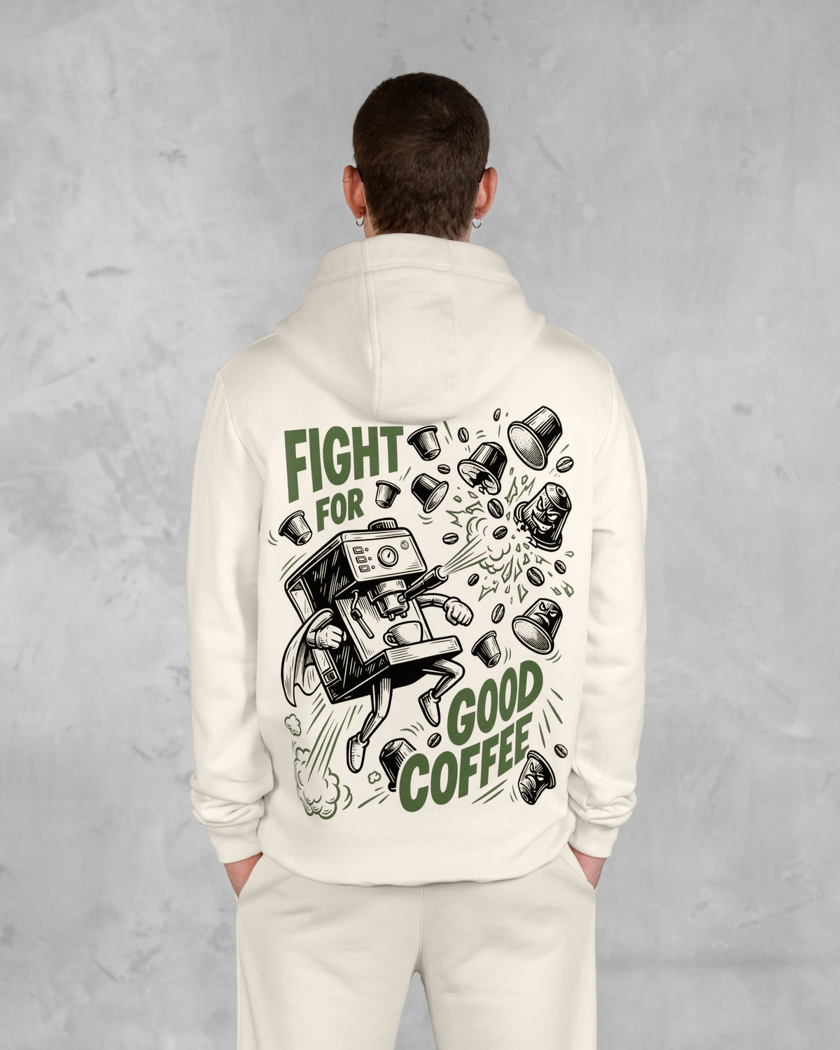 XTRACTD Hoodie Rebellion – Oat Milk – Rückenansicht mit großem Print