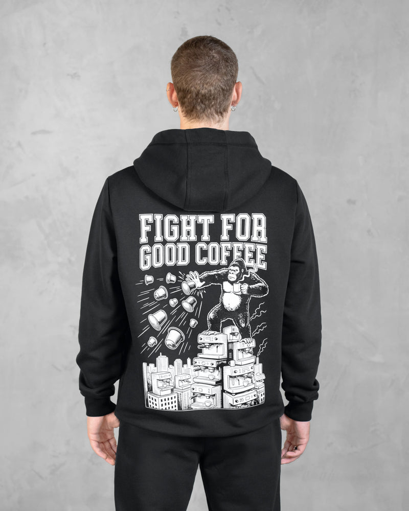 XTRACTD Hoodie Urban Ape in Espresso Black – Rückenprint mit Urban Ape Illustration