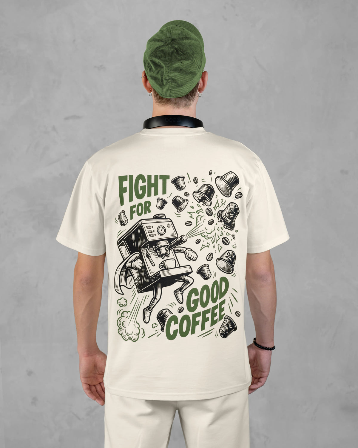 XTRACTD T-Shirt Rebellion – Oat Milk – Rückenansicht mit großem Print